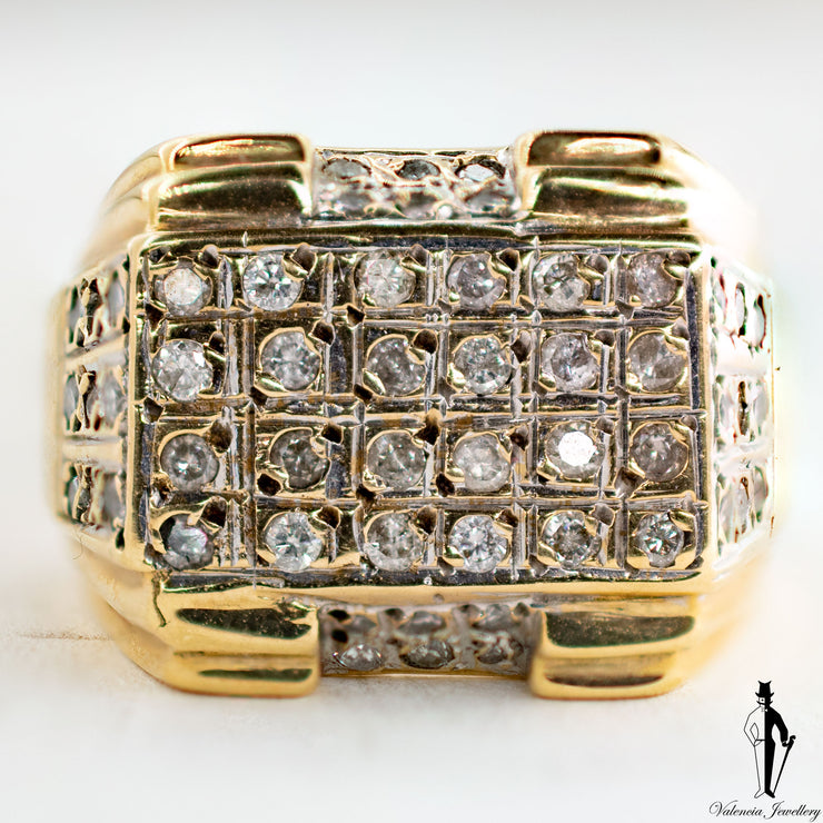 0.70 CT. (SI2-I1) Diamond Gentlemen Ring in 10K Yellow and White Gold