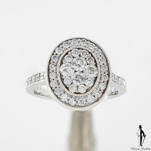 1.0 CT. (SI-I) Diamond Ladies Oval Ring in 14K White Gold