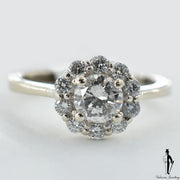 14K White Gold I1 Diamond (0.65 CT.) Halo Style Engagement Ring