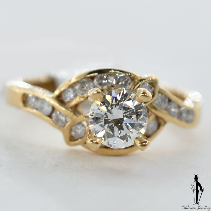 14K Yellow Gold VS1 Diamond (0.50 CT.) Swirl Style Engagement Ring