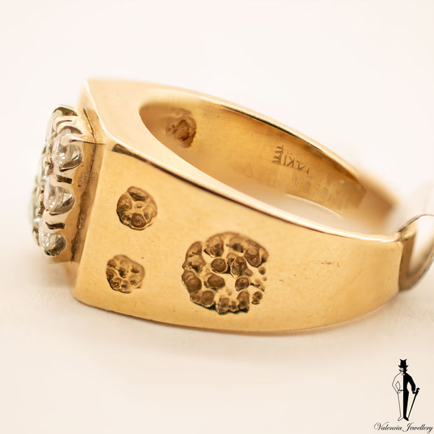 0.24 CT. (SI1-SI2) Diamond Gentlemen Ring in 14K Yellow and White Gold