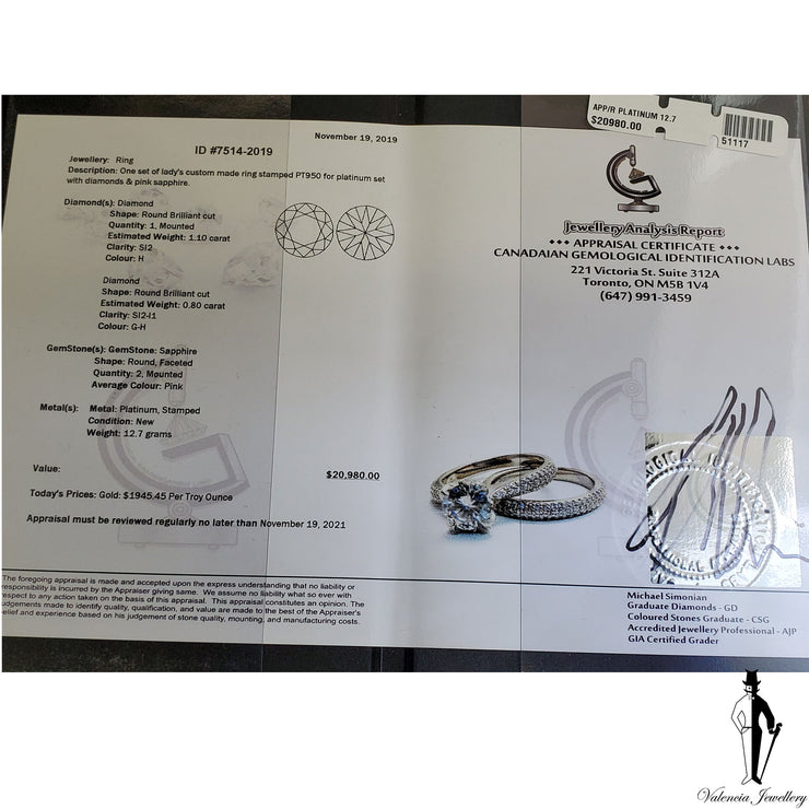 1.90 CT (SI) Brilliant Cut Diamond Wedding Ring set in Platinum