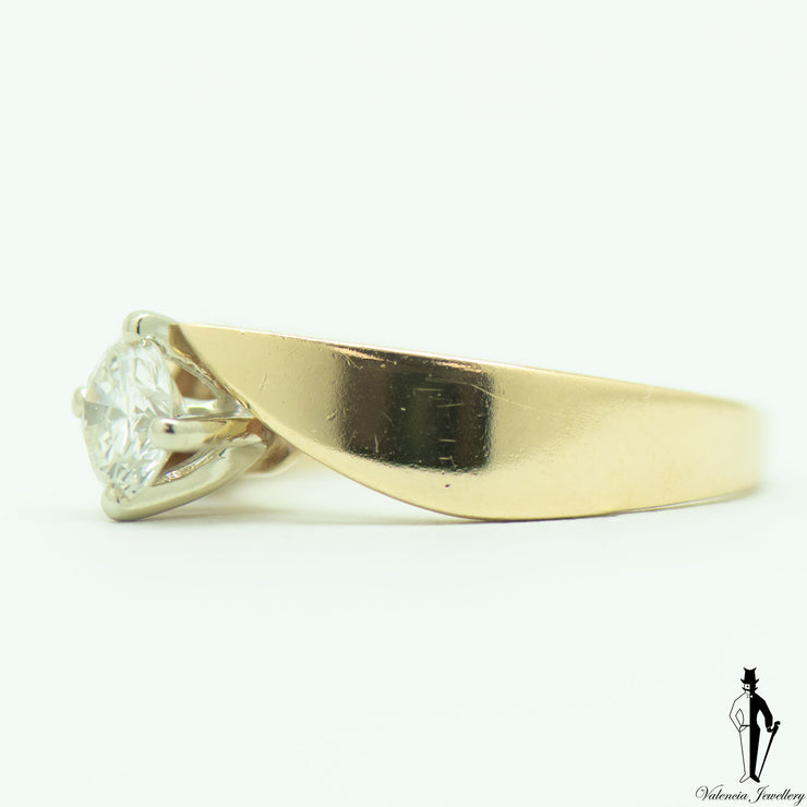 0.58 CT. (I2) Diamond Solitaire Ring in 14K Yellow and White Gold