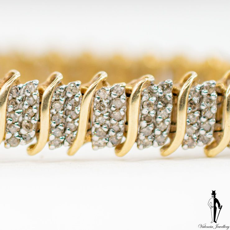 1.80 CT. (I1-I2) Diamond Ladies Bracelet in 10K Yellow and White Gold
