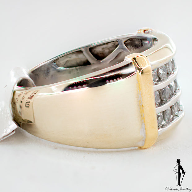 0.66 CT (I2) Diamond Gentlemen Ring in 10K Yellow and White Gold