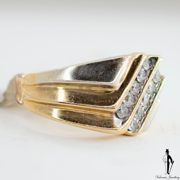 0.40 CT. (SI2-I1) Diamond Gentlemen Ring in 10K Yellow and White Gold