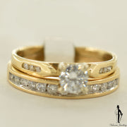 14K Yellow Gold SI2 Diamond (0.39 CT.) Channel Setting Engagement Ring and Band