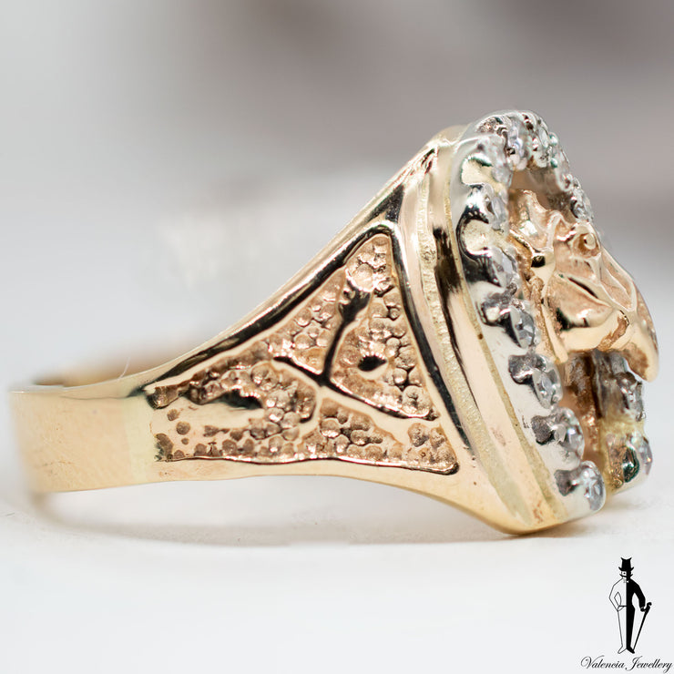 0.20 CT. (VS-SI) Diamond Gentlemen Horse Ring in 14K Yellow and White Gold