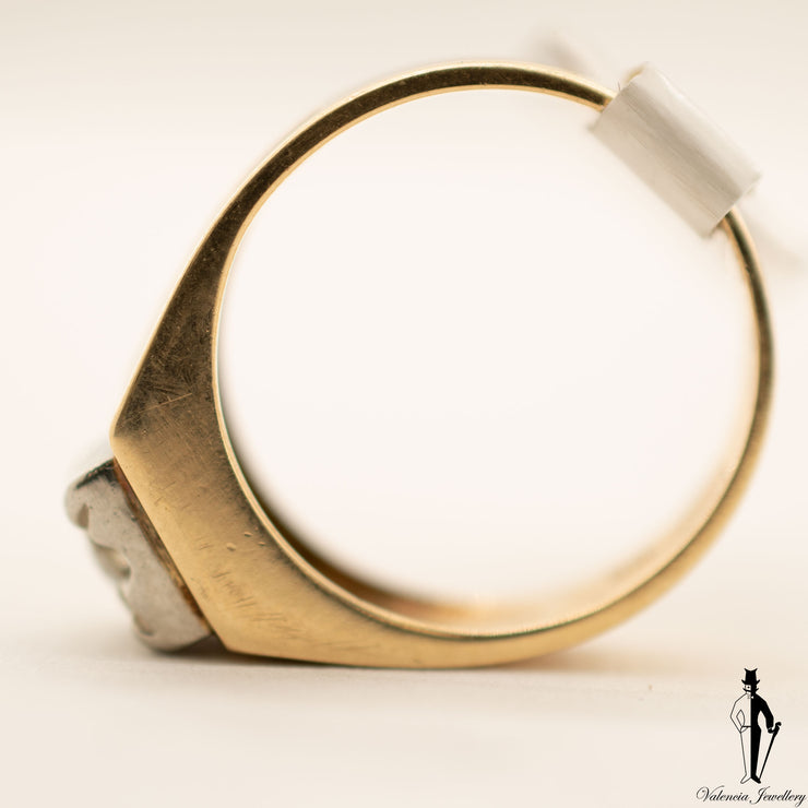 0.20 CT (SI2) Diamond Gentlemen Ring in 14K Yellow and White Gold