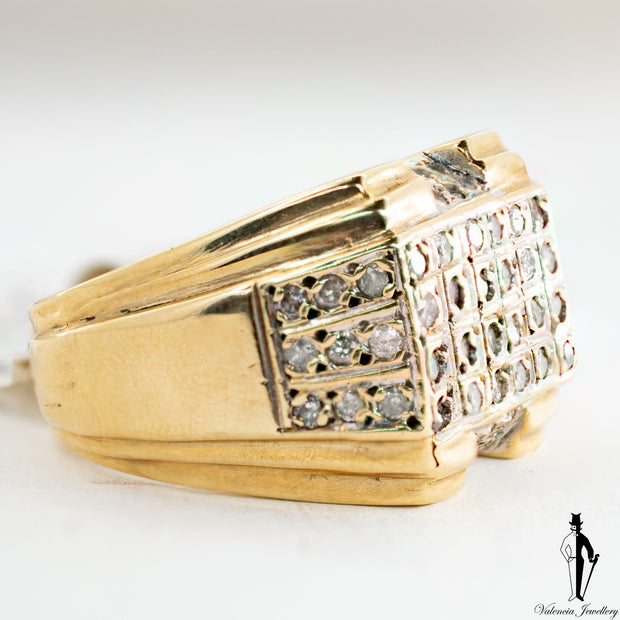 0.70 CT. (SI2-I1) Diamond Gentlemen Ring in 10K Yellow and White Gold