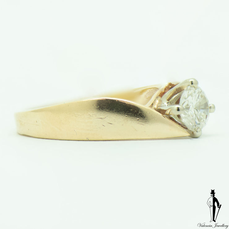 0.58 CT. (I2) Diamond Solitaire Ring in 14K Yellow and White Gold