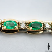 1.10 CT. Emerald and Diamond Bracelet set in 14K Yellow Gold