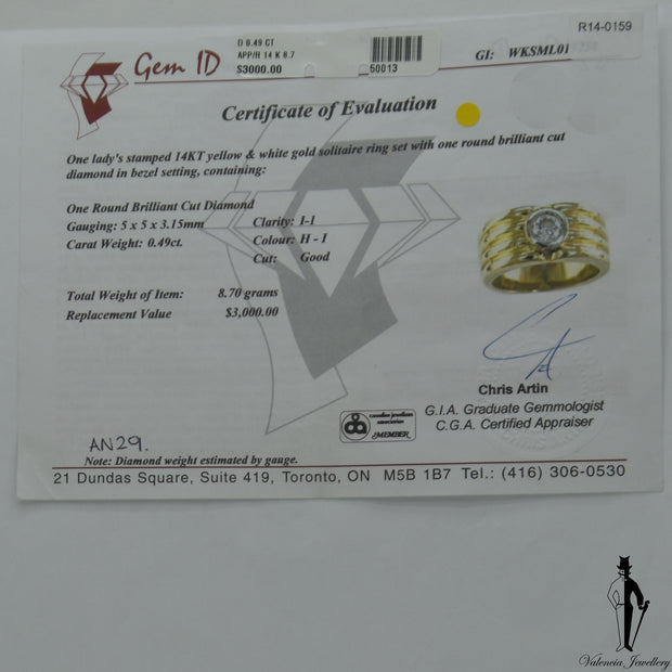 0.49 CT. (I1) Diamond Unisex Fancy Ring 14K Yellow and White Gold