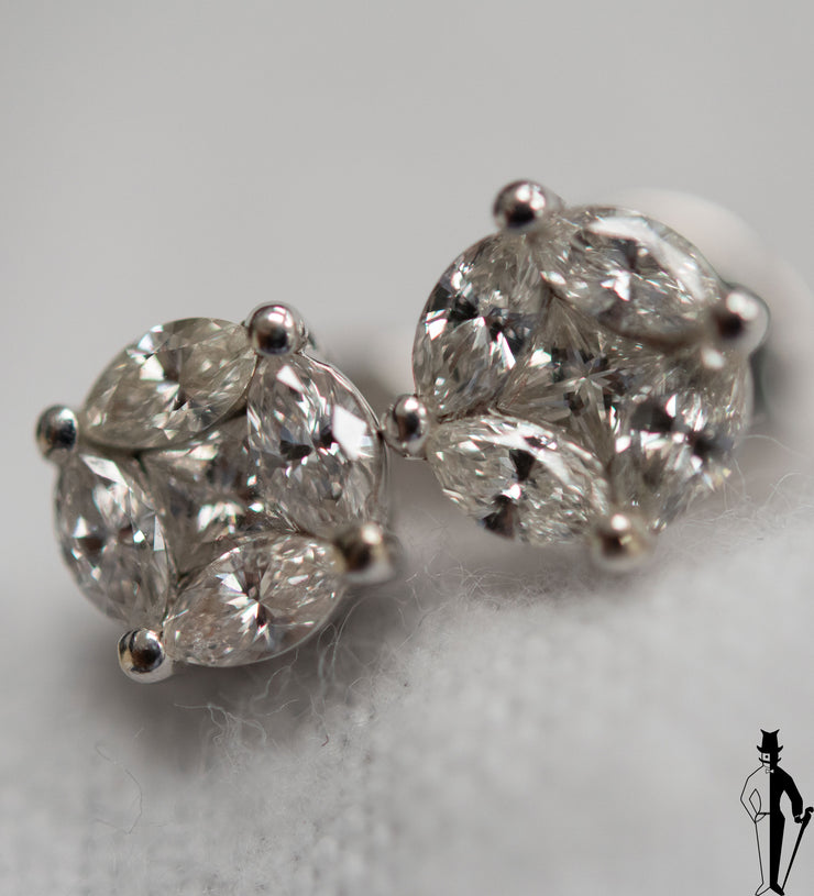 1.0 CT. (VS-SI) Diamond Ladies Earrings in 14K White Gold