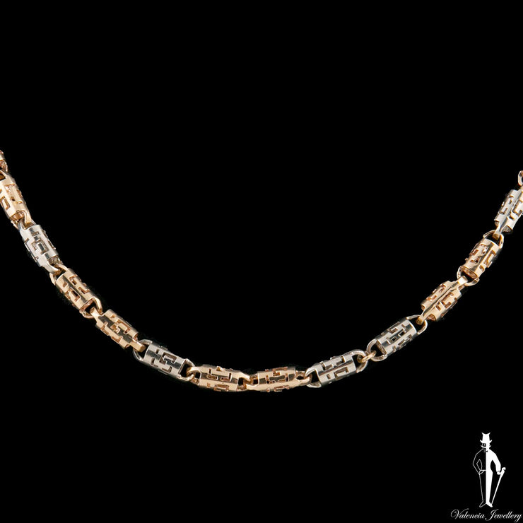 30 Inch 10K Yellow Gold Two Tone Fancy Link