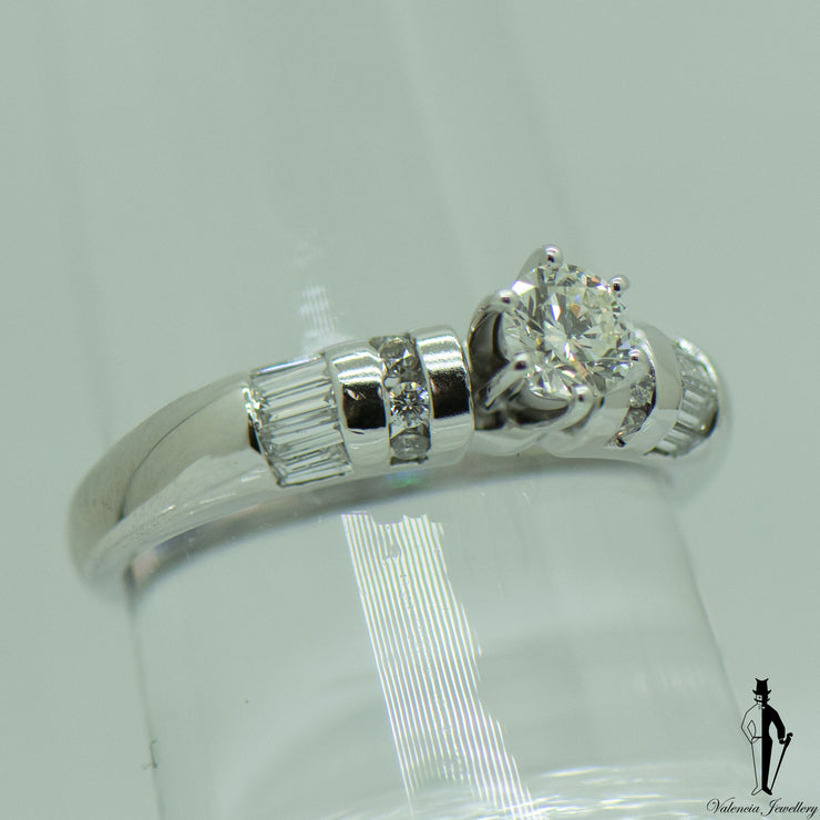 0.78 CT. (SI-SI2) Diamond Engagement Ring in 18K White Gold