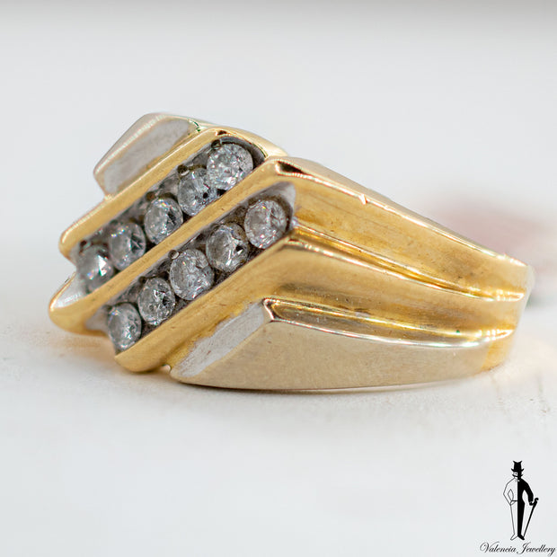 0.40 CT. (SI2-I1) Diamond Gentlemen Ring in 10K Yellow and White Gold