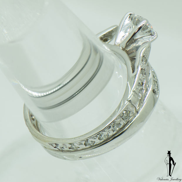 1.12 CT. (VS-SI1) Diamond Ring and Band Set in 14K White Gold