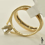 14K Yellow Gold SI2 Diamond (0.39 CT.) Channel Setting Engagement Ring and Band