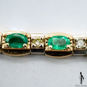 1.10 CT. Emerald and Diamond Bracelet set in 14K Yellow Gold