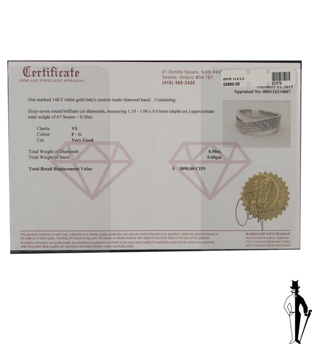 0.50 CT. (VS) Diamond Ladies Ring in 14K White Gold