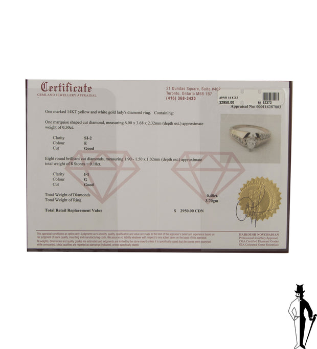 0.48 CT. (SI2-I1) Diamond Ring in 14K Yellow and White Gold