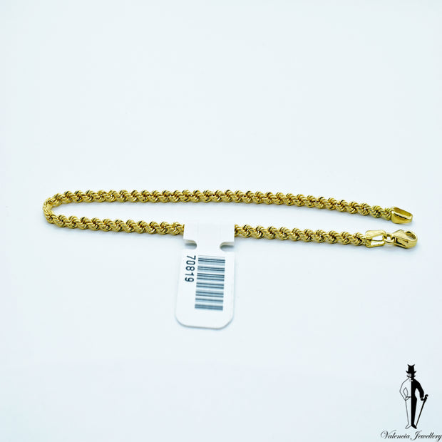 7.5 inch Rope Style Bracelet in 18k Yellow Gold 1.7 gr