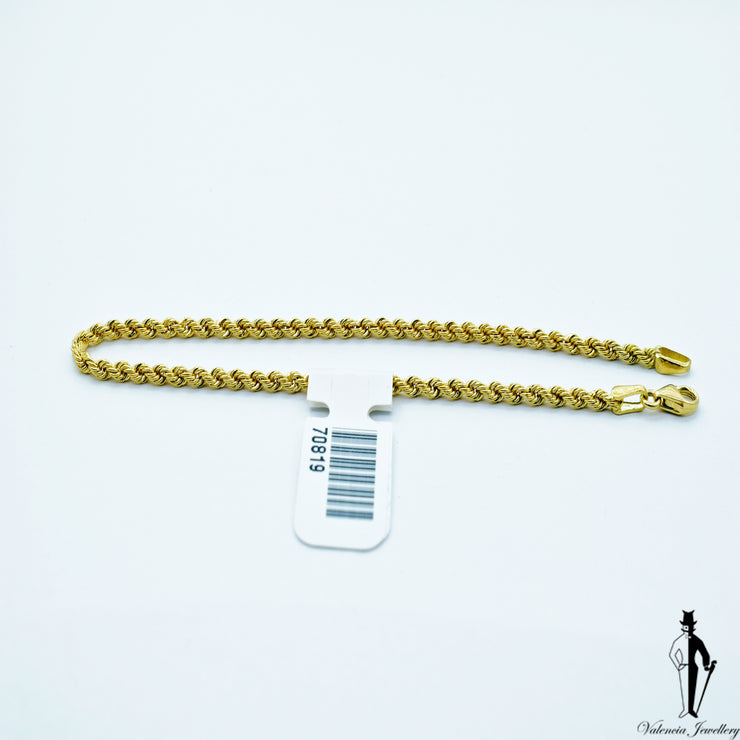 7.5 inch Rope Style Bracelet in 18k Yellow Gold 1.7 gr