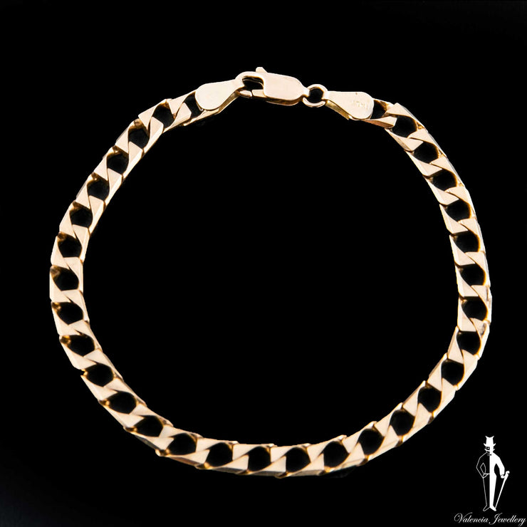 7 Inch 10K Yellow Gold Square Curb Bracelet
