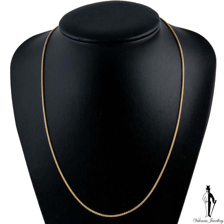18 Inch 18K Yellow Gold Wheat Link Chain