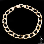 8 Inch 10K Yellow Gold Fancy Curb Link Bracelet