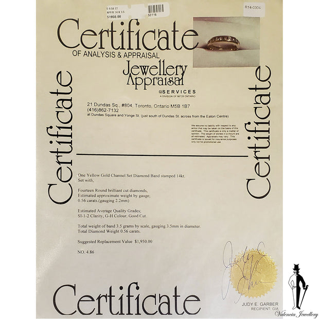 14K Yellow Gold SI1-2 Diamond (0.56 CT.) Band