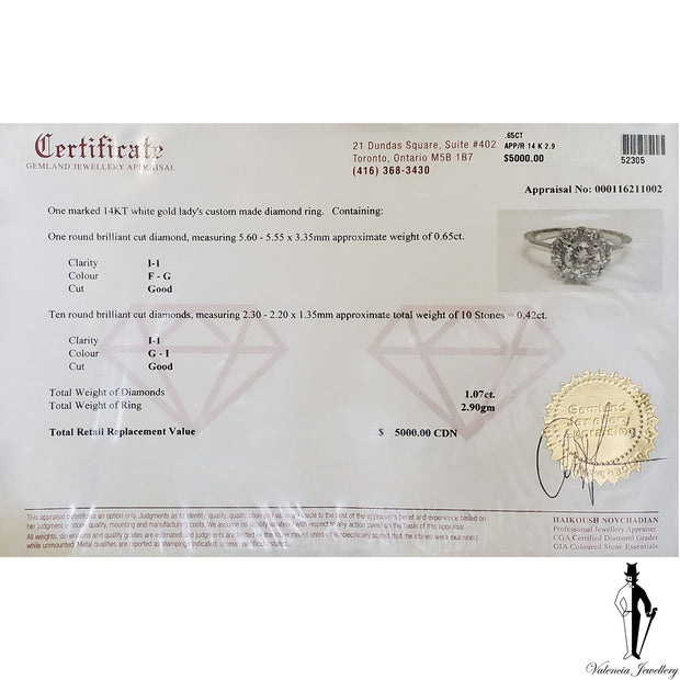 14K White Gold I1 Diamond (0.65 CT.) Halo Style Engagement Ring